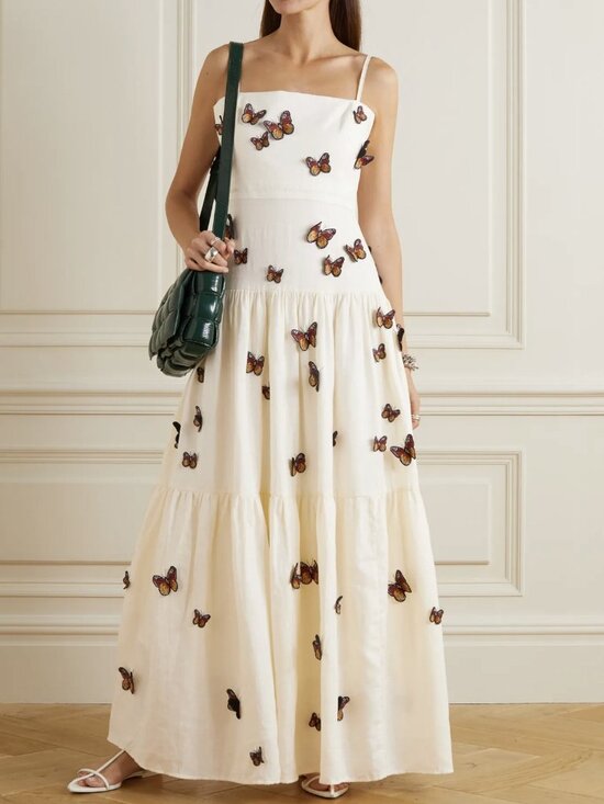 Agua by Agua Bendita Dresses & Skirts - Agua By Agua Bendita Lima Embroidered Butterfly Linen Maxi Dress